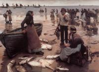 Forbes, Stanhope Alexander - A Fish Sale on a Cornish Beach